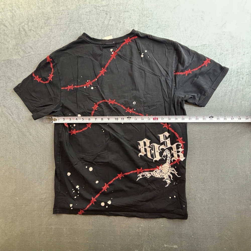 Smoke Rise Graphic T Shirt Black Y2K Barbed Wire Tee Men's Large - Picture 8 of 14